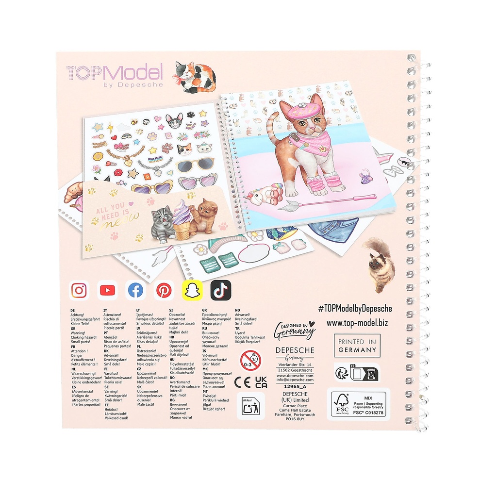 Cuaderno con pegatinas Dress Me Kitty - TOPModel