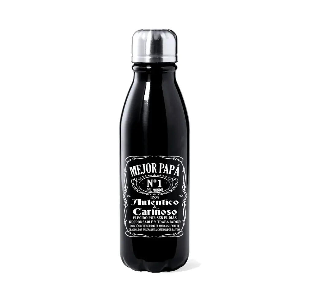 Botella Negra Aluminio "Mejor papá nº1 del mundo"