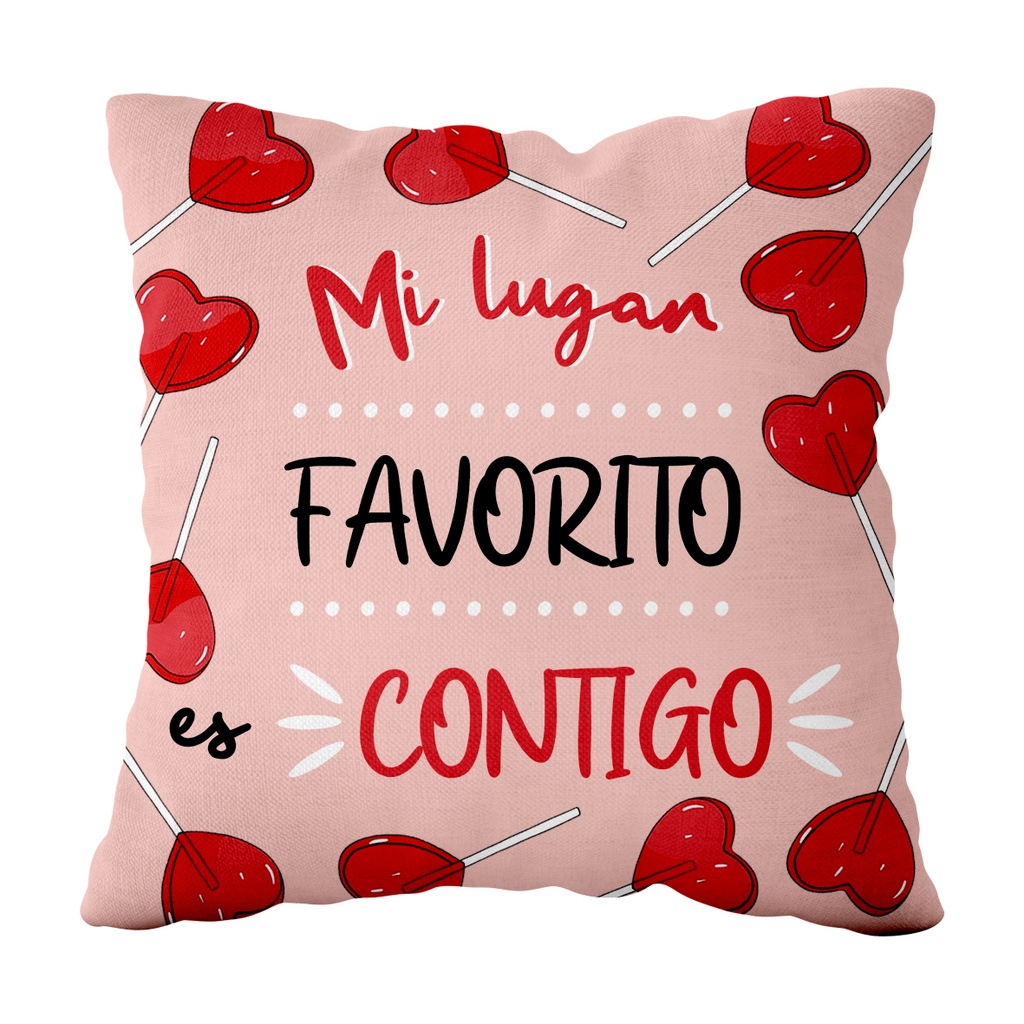 Cojín De Poliéster "Mi Lugar Favorito Es Contigo" Grande 41x41 cm - L'Informal